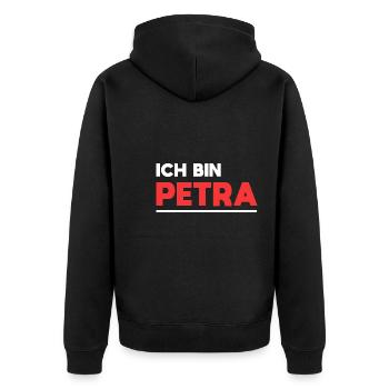Petra Name Spruch für stolze Petras - Unisex Premium Bio Zip Hoodie - Schwarz - Hinten - Nico (187cm)