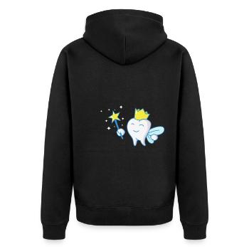 Zahnarzt Zahnarzthelferin Zahnfee I Geschenk - Unisex Premium Bio Zip Hoodie - Schwarz - Hinten - Nico (187cm)