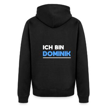 Dominik Name Spruch für stolze Dominiks - Unisex Premium Bio Zip Hoodie - Schwarz - Hinten - Nico (187cm)