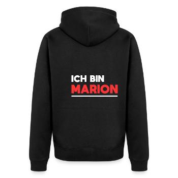 Marion Name Spruch für stolze Marions - Unisex Premium Bio Zip Hoodie - Schwarz - Hinten - Nico (187cm)
