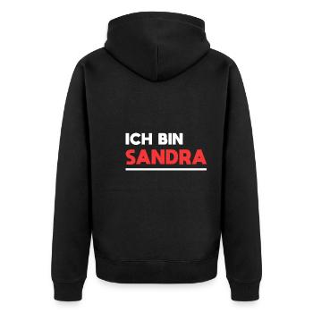 Sandra Name Spruch für stolze Sandras - Unisex Premium Bio Zip Hoodie - Schwarz - Hinten - Nico (187cm)