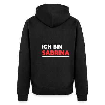 Sabrina Name Spruch für stolze Sabrinas - Unisex Premium Bio Zip Hoodie - Schwarz - Hinten - Nico (187cm)