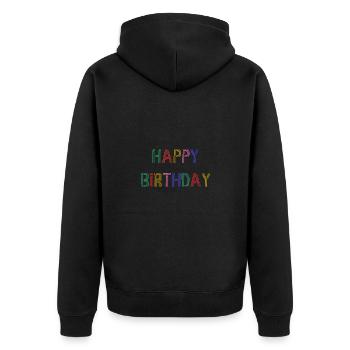 HAPPY BIRTHDAY. HAPPY BIRTHDAY. ANNIVERSARY. - Unisex Premium Organic Zip Hoodie - black - Back - Nico (187cm)