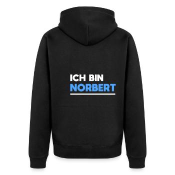 Norbert Name Spruch für stolze Norberts - Unisex Premium Bio Zip Hoodie - Schwarz - Hinten - Nico (187cm)