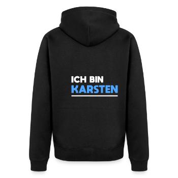 Karsten Name Spruch für stolze Karstens - Unisex Premium Bio Zip Hoodie - Schwarz - Hinten - Nico (187cm)