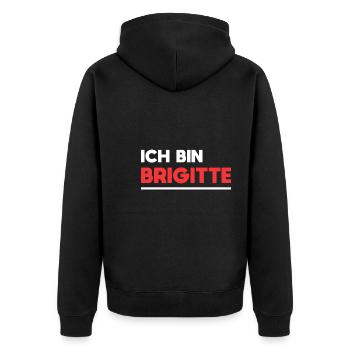 Brigitte Name Spruch für stolze Brigittes - Unisex Premium Bio Zip Hoodie - Schwarz - Hinten - Nico (187cm)