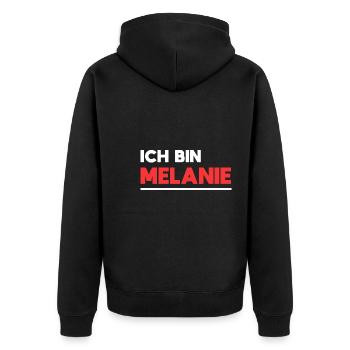 Melanie Name Spruch für stolze Melanies - Unisex Premium Bio Zip Hoodie - Schwarz - Hinten - Nico (187cm)