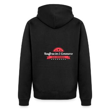 Kauffrau E-Commerce Design für stolze Handwerker - Unisex Premium Bio Zip Hoodie - Schwarz - Hinten - Nico (187cm)