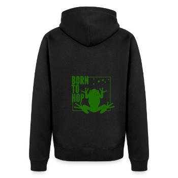 Frosch - Amphibie Tier - Unisex Premium Bio Zip Hoodie - Schwarz - Hinten - Nico (187cm)
