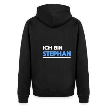 Stephan Name Spruch für stolze Stephans - Unisex Premium Bio Zip Hoodie - Schwarz - Hinten - Nico (187cm)