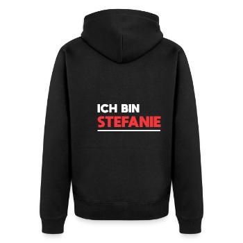 Stefanie Name Spruch für stolze Stefanies - Unisex Premium Bio Zip Hoodie - Schwarz - Hinten - Nico (187cm)