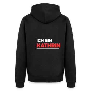 Kathrin Name Spruch für stolze Kathrins - Unisex Premium Bio Zip Hoodie - Schwarz - Hinten - Nico (187cm)