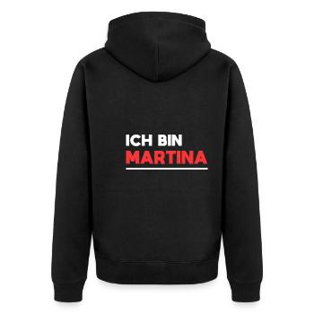 Martina Name Spruch für stolze Martinas - Unisex Premium Bio Zip Hoodie - Schwarz - Hinten - Nico (187cm)