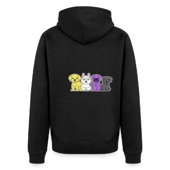 Nichtbinäres Flaggenhund-Design für stolze Enbys - Unisex Premium Bio Zip Hoodie - Schwarz - Hinten - Nico (187cm)