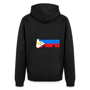 Papa Design für stolze Pinoys - Unisex Premium Bio Zip Hoodie - Schwarz - Hinten - Nico (187cm)