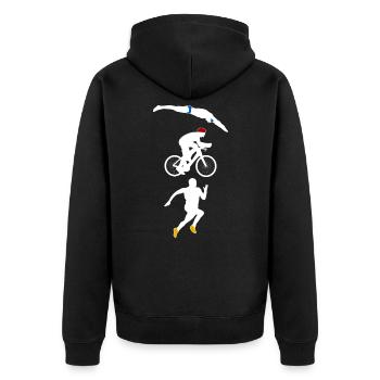 Triathlon - Unisex Premium Bio Zip Hoodie - Schwarz - Hinten - Nico (187cm)
