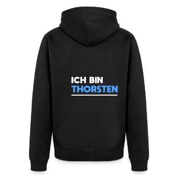 Thorsten Name Spruch für stolze Thorstens - Unisex Premium Bio Zip Hoodie - Schwarz - Hinten - Nico (187cm)