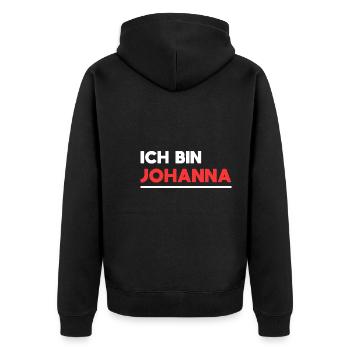 Johanna Name Spruch für stolze Johannas - Unisex Premium Bio Zip Hoodie - Schwarz - Hinten - Nico (187cm)