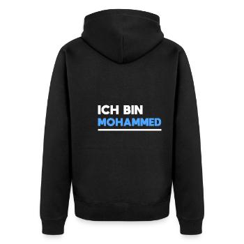 Mohammed Name Spruch für stolze Mohammeds - Unisex Premium Bio Zip Hoodie - Schwarz - Hinten - Nico (187cm)
