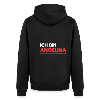 Angelika Name Spruch für stolze Angelikas - Unisex Premium Bio Zip Hoodie - Schwarz - Hinten - Nico (187cm)