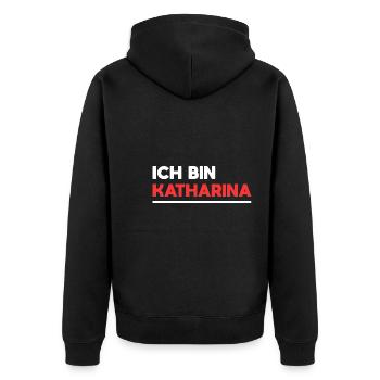 Katharina Name Spruch für stolze Katharinas - Unisex Premium Bio Zip Hoodie - Schwarz - Hinten - Nico (187cm)