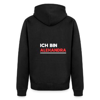 Alexandra Name Spruch für stolze Alexandras - Unisex Premium Bio Zip Hoodie - Schwarz - Hinten - Nico (187cm)
