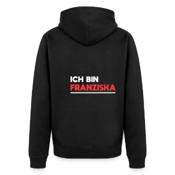 Franziska Name Spruch für stolze Franziskas - Unisex Premium Bio Zip Hoodie - Schwarz - Hinten - Nico (187cm)