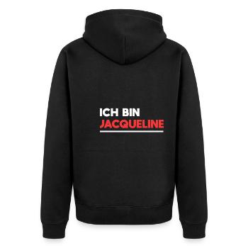 Jacqueline Name Spruch für stolze Jacquelines - Unisex Premium Bio Zip Hoodie - Schwarz - Hinten - Nico (187cm)