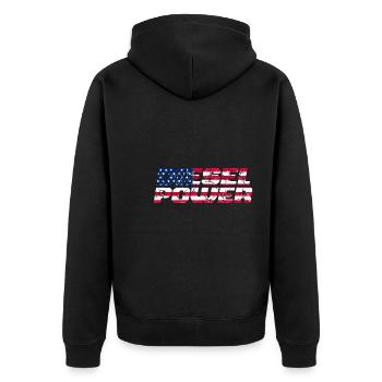USA Power Design for Diesel Drivers - Unisex Premium Organic Zip Hoodie - black - Back - Nico (187cm)