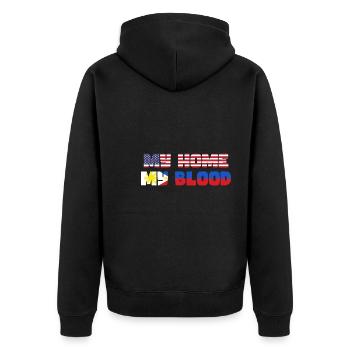 Patriotisches USA Design für stolze Pinoys - Unisex Premium Bio Zip Hoodie - Schwarz - Hinten - Nico (187cm)