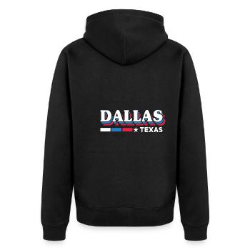 Texas Colors Dallas Design für stolze Texaner - Unisex Premium Bio Zip Hoodie - Schwarz - Hinten - Nico (187cm)