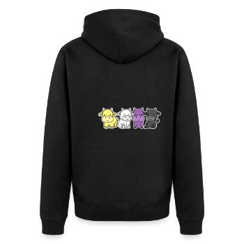 Nichtbinäres Flaggenkuh-Design für stolze Enbys - Unisex Premium Bio Zip Hoodie - Schwarz - Hinten - Nico (187cm)