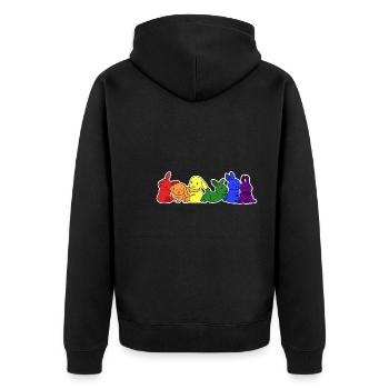 LGBT+ Flagge Bunny Design für LGBT+ Menschen - Unisex Premium Bio Zip Hoodie - Schwarz - Hinten - Nico (187cm)