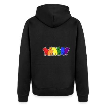 LGBT+ Flagge Capybara Design für LGBT+ Menschen - Unisex Premium Bio Zip Hoodie - Schwarz - Hinten - Nico (187cm)