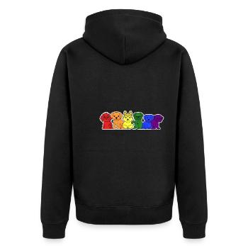 LGBT+ Flagge Hund Design für stolze LGBT+ Menschen - Unisex Premium Bio Zip Hoodie - Schwarz - Hinten - Nico (187cm)