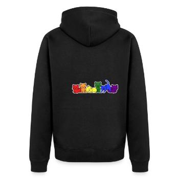 LGBT+ Flagge Katzen Design für LGBT+ Menschen - Unisex Premium Bio Zip Hoodie - Schwarz - Hinten - Nico (187cm)