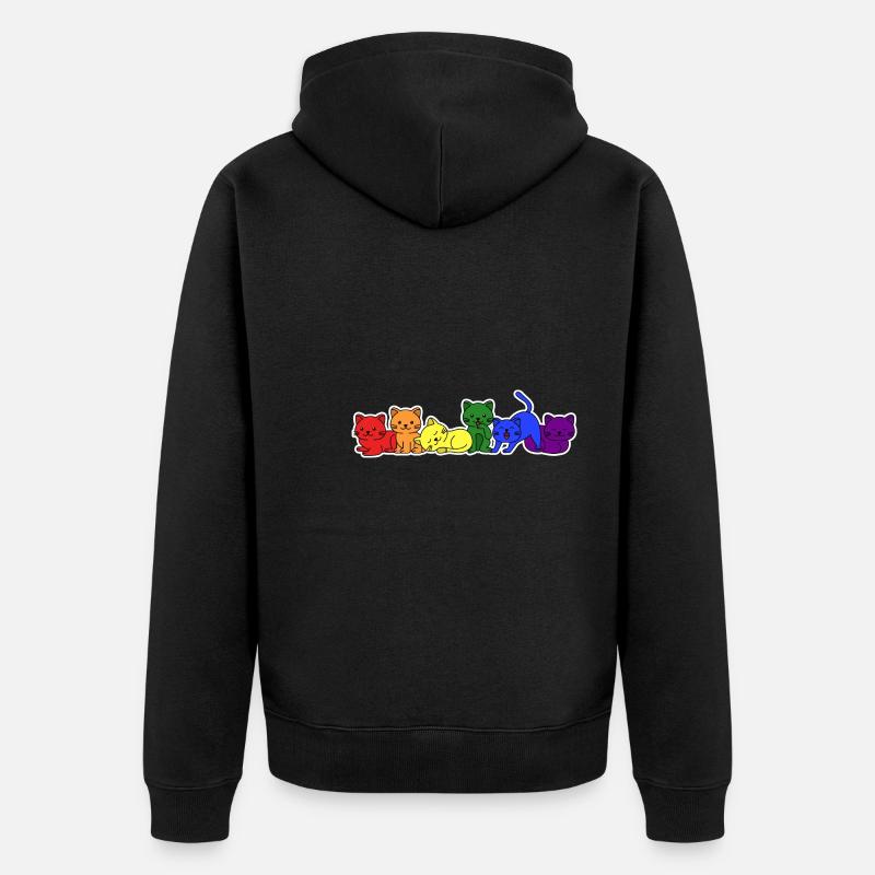 Conception de chat drapeau LGBT + pour les personnes LGBT + - Veste à capuche bio Premium Unisexe - noir