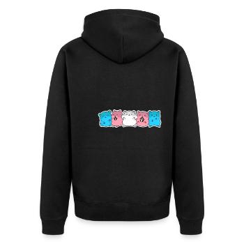 Trans flag hamster design for trans people - Unisex Premium Organic Zip Hoodie - black - Back - Nico (187cm)