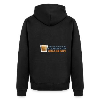 Akala Ko Kape Kaffeedesign für stolze Pinoys - Unisex Premium Bio Zip Hoodie - Schwarz - Hinten - Nico (187cm)