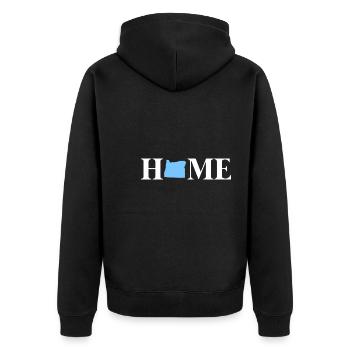 Oregon Map Home Design für stolze Oregonianer - Unisex Premium Bio Zip Hoodie - Schwarz - Hinten - Nico (187cm)