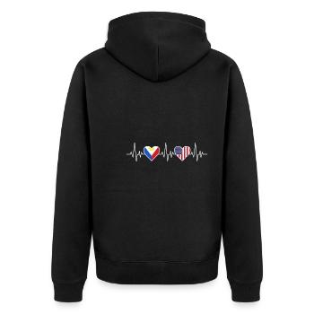 Puls American Filipino Design für stolze Pinoys - Unisex Premium Bio Zip Hoodie - Schwarz - Hinten - Nico (187cm)