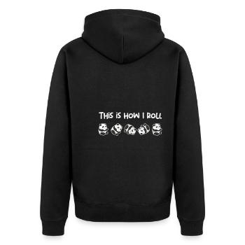 Panda Bär Rollen So Rolle Ich I Geschenk - Unisex Premium Bio Zip Hoodie - Schwarz - Hinten - Nico (187cm)