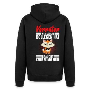 Abschiedsgeschenk Jobwechsel Kollege - Unisex Premium Bio Zip Hoodie - Schwarz - Hinten - Nico (187cm)