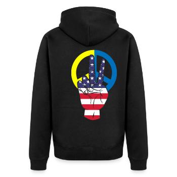Amerika Flagge Friedenszeichen Ukraine Flagge - Unisex Premium Bio Zip Hoodie - Schwarz - Hinten - Nico (187cm)