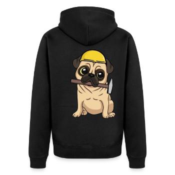 Construction site Civil engineering Pug Craftsmen build hammer job - Unisex Premium Organic Zip Hoodie - black - Back - Nico (187cm)