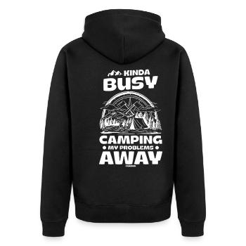 Camping - Unisex Premium Bio Zip Hoodie - Schwarz - Hinten - Nico (187cm)