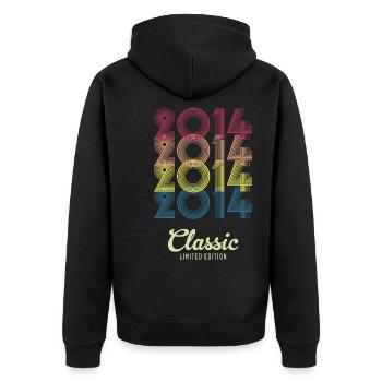 2014 Birthday born in 2014 Retro Vintage - Unisex Premium Organic Zip Hoodie - black - Back - Nico (187cm)