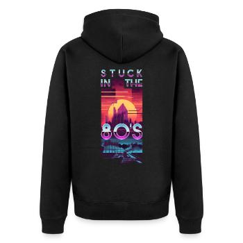 Retro Synthwave Sunset - Unisex Premium Organic Zip Hoodie - black - Back - Nico (187cm)
