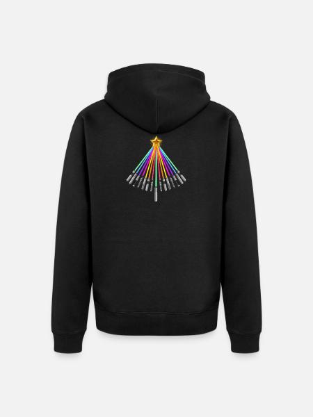 Lightsaber Christmas Tree - Unisex Premium Organic Zip Hoodie - black