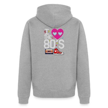 I Herz die achtziger Jahre - Unisex Premium Bio Zip Hoodie - Grau meliert - Hinten - Nico (187cm)